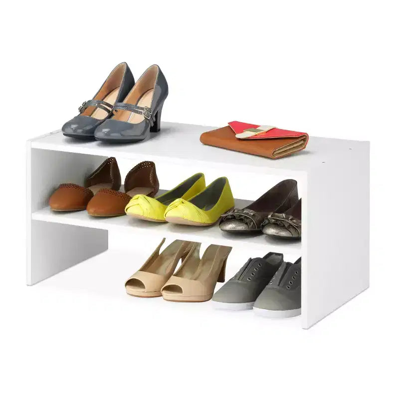 Organisateur de rangement empilable large à 2 étagères de 61 cm, marron