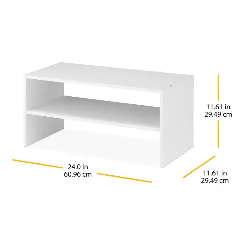 Organisateur de rangement empilable large à 2 étagères de 61 cm, marron