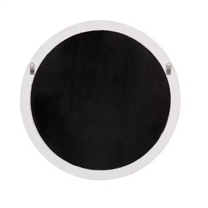 Miroir biseauté encadré en bois blanc mat rond de 36 po