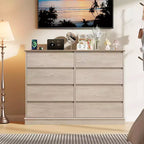 Commode à 8 tiroirs pour chambre à coucher, commode à tiroirs profonds, grande commode double pour dressing avec plateau large, commode horizontale en bois pour salon