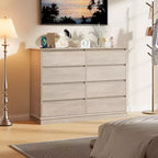 Commode à 8 tiroirs pour chambre à coucher, commode à tiroirs profonds, grande commode double pour dressing avec plateau large, commode horizontale en bois pour salon