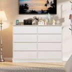 Commode à 8 tiroirs pour chambre à coucher, commode à tiroirs profonds, grande commode double pour dressing avec plateau large, commode horizontale en bois pour salon