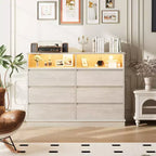 Commode à 8 tiroirs pour chambre à coucher, commode à tiroirs profonds, grande commode double pour dressing avec plateau large, commode horizontale en bois pour salon