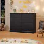 Commode à 8 tiroirs pour chambre à coucher, commode à tiroirs profonds, grande commode double pour dressing avec plateau large, commode horizontale en bois pour salon