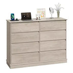 Commode à 8 tiroirs pour chambre à coucher, commode à tiroirs profonds, grande commode double pour dressing avec plateau large, commode horizontale en bois pour salon