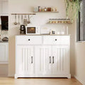 Meuble de rangement pratique, buffet avec panneau latéral et espace de rangement, étagère réglable et 2 tiroirs, blanc