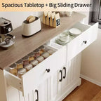 Meuble de rangement pratique, buffet avec panneau latéral et espace de rangement, étagère réglable et 2 tiroirs, blanc