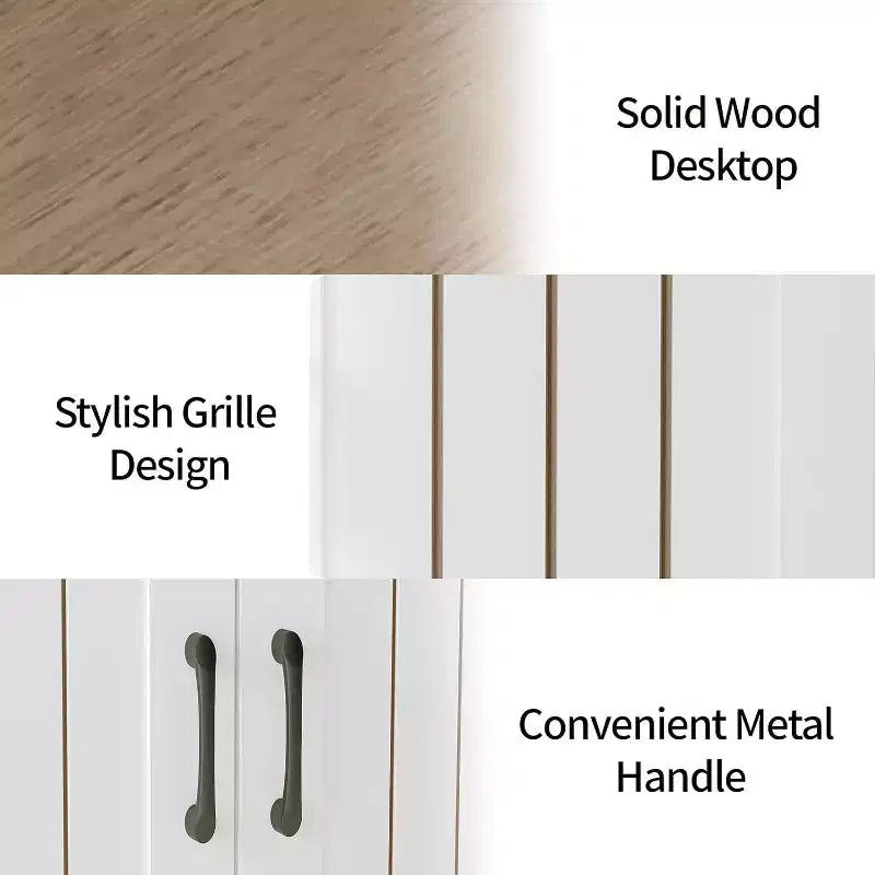 Meuble de rangement pratique, buffet avec panneau latéral et espace de rangement, étagère réglable et 2 tiroirs, blanc