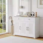 Meuble de rangement pratique, buffet avec panneau latéral et espace de rangement, étagère réglable et 2 tiroirs, blanc