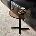 GDFStudio Wayne Modern 19.69 Metal and Tempered Glass Round End Table