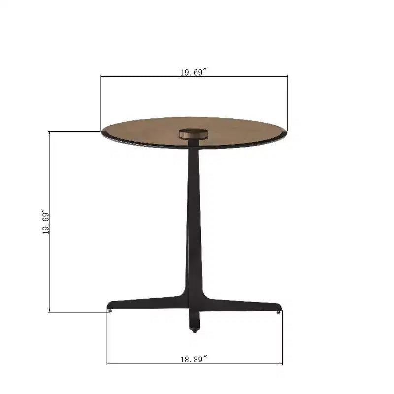 Table d'appoint ronde moderne en métal et verre trempé 19.69