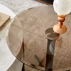 Table d'appoint ronde moderne en métal et verre trempé 19.69