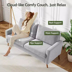 Canapé de couple 68 pouces en velours côtelé, canapé de couple moderne pour salon, chambre et bureau, canapé confortable avec coussin à ressorts