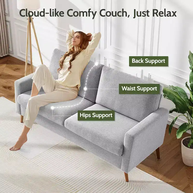 Canapé de couple 68 pouces en velours côtelé, canapé de couple moderne pour salon, chambre et bureau, canapé confortable avec coussin à ressorts