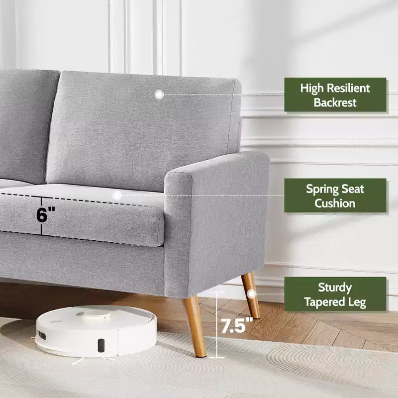 Canapé de couple 68 pouces en velours côtelé, canapé de couple moderne pour salon, chambre et bureau, canapé confortable avec coussin à ressorts
