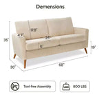 Canapé de couple 68 pouces en velours côtelé, canapé de couple moderne pour salon, chambre et bureau, canapé confortable avec coussin à ressorts