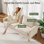 Canapé de couple 68 pouces en velours côtelé, canapé de couple moderne pour salon, chambre et bureau, canapé confortable avec coussin à ressorts