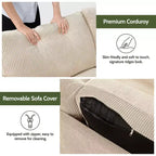 Canapé de couple 68 pouces en velours côtelé, canapé de couple moderne pour salon, chambre et bureau, canapé confortable avec coussin à ressorts