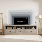 Meuble TV de 178 cm avec tiroir de rangement, console TV de style moderne du milieu du siècle avec étagères ouvertes, meuble TV multimédia