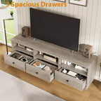 Meuble TV de 178 cm avec tiroir de rangement, console TV de style moderne du milieu du siècle avec étagères ouvertes, meuble TV multimédia