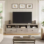 Meuble TV de 178 cm avec tiroir de rangement, console TV de style moderne du milieu du siècle avec étagères ouvertes, meuble TV multimédia