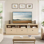 Meuble TV de 178 cm avec tiroir de rangement, console TV de style moderne du milieu du siècle avec étagères ouvertes, meuble TV multimédia