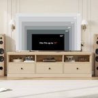 Meuble TV de 178 cm avec tiroir de rangement, console TV de style moderne du milieu du siècle avec étagères ouvertes, meuble TV multimédia