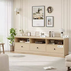 Meuble TV de 178 cm avec tiroir de rangement, console TV de style moderne du milieu du siècle avec étagères ouvertes, meuble TV multimédia