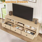 Meuble TV de 178 cm avec tiroir de rangement, console TV de style moderne du milieu du siècle avec étagères ouvertes, meuble TV multimédia