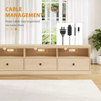 Meuble TV de 178 cm avec tiroir de rangement, console TV de style moderne du milieu du siècle avec étagères ouvertes, meuble TV multimédia