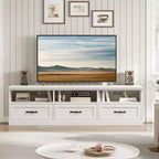 Meuble TV de 178 cm avec tiroir de rangement, console TV de style moderne du milieu du siècle avec étagères ouvertes, meuble TV multimédia