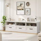 Meuble TV de 178 cm avec tiroir de rangement, console TV de style moderne du milieu du siècle avec étagères ouvertes, meuble TV multimédia