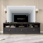 Meuble TV de 178 cm avec tiroir de rangement, console TV de style moderne du milieu du siècle avec étagères ouvertes, meuble TV multimédia