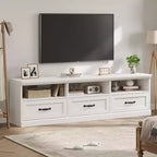 Meuble TV de 178 cm avec tiroir de rangement, console TV de style moderne du milieu du siècle avec étagères ouvertes, meuble TV multimédia