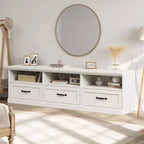 Meuble TV de 178 cm avec tiroir de rangement, console TV de style moderne du milieu du siècle avec étagères ouvertes, meuble TV multimédia