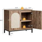 Buffet en rotin avec étagères réglables, Armoire de rangement en bois pour Salon, Couloir