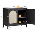 Buffet en rotin avec étagères réglables, Armoire de rangement en bois pour Salon, Couloir