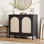 Rattan Sideboard , Buffet Sideboard with Adjustable Shelves, Wooden Storage Cabinet for Living Room, Hallway