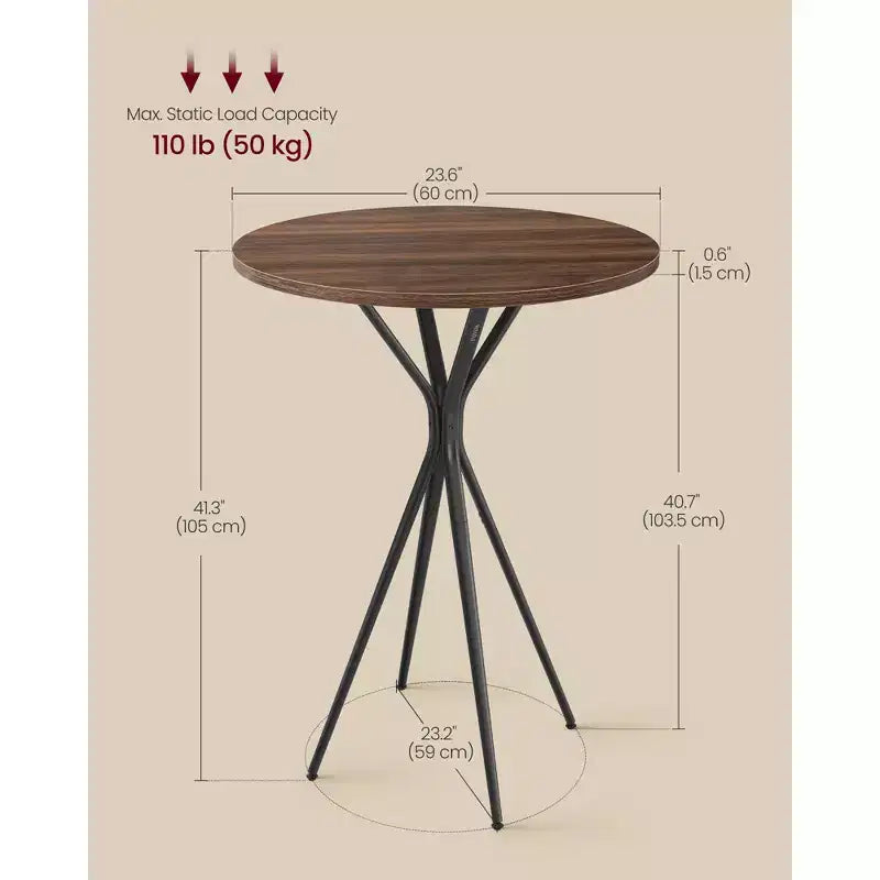 23,6 Table haute ronde – Table de cocktail X-Leg pour cuisine/fête, cadre métallique robuste, assemblage facile