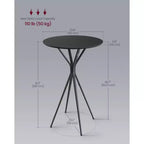 Table de bar ronde 23,6" - Table de bistrot/cocktail avec pieds en X pour cuisine/fête, cadre métallique robuste, assemblage facile