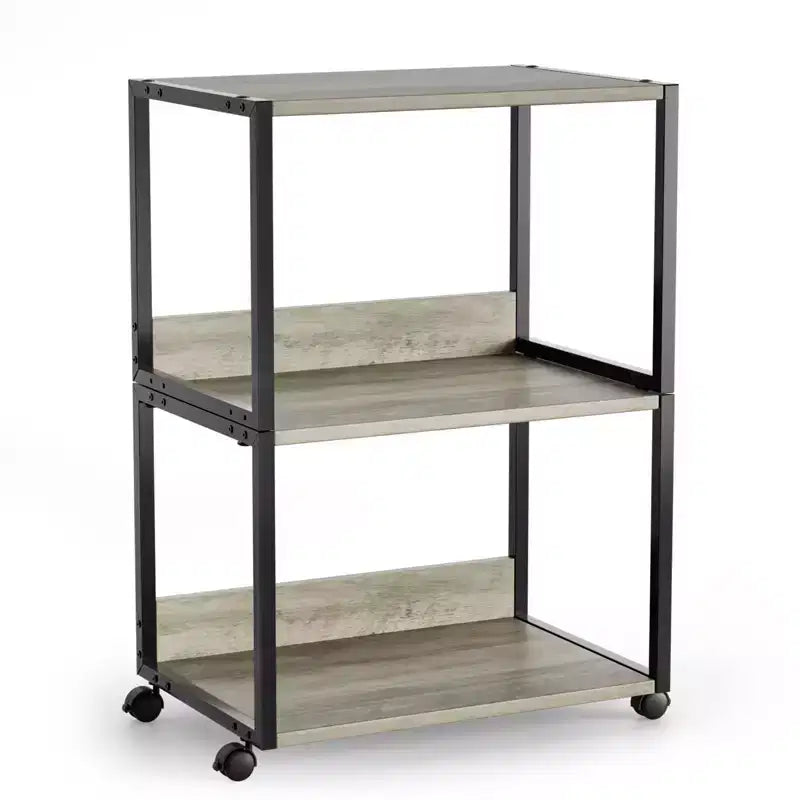 VINGLI 3 Tier Rolling Printer Stand with Storage, Desktop Printer Shelf for Home/Office Organizer(Oak)