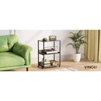 Support d'imprimante roulant à 3 niveaux avec rangement, étagère de bureau pour imprimante pour l'organisation de la maison/bureau (chêne)
