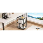 Support d'imprimante roulant à 3 niveaux avec rangement, étagère de bureau pour imprimante pour l'organisation de la maison/bureau (chêne)
