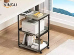 Support d'imprimante roulant à 3 niveaux avec rangement, étagère de bureau pour imprimante pour l'organisation de la maison/bureau (chêne)