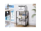 Support d'imprimante roulant à 3 niveaux avec rangement, étagère de bureau pour imprimante pour l'organisation de la maison/bureau (chêne)