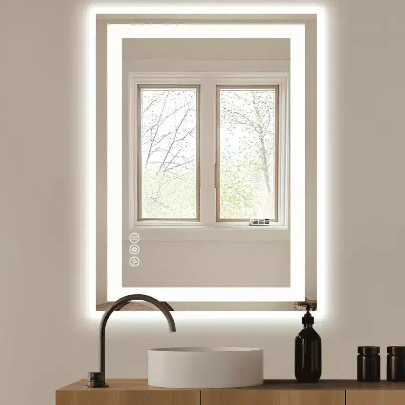 MAYEERTY Bathroom Mirror Dual Light Source Three Lighting Modes