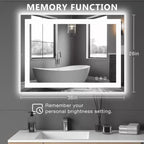 Miroir de salle de bain double source lumineuse, trois modes d'éclairage