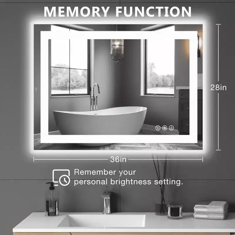 Miroir de salle de bain double source lumineuse, trois modes d'éclairage