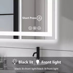 Miroir de salle de bain double source lumineuse, trois modes d'éclairage