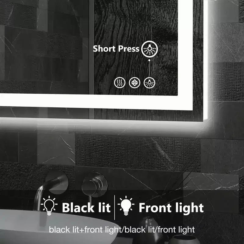 Miroir de salle de bain double source lumineuse, trois modes d'éclairage